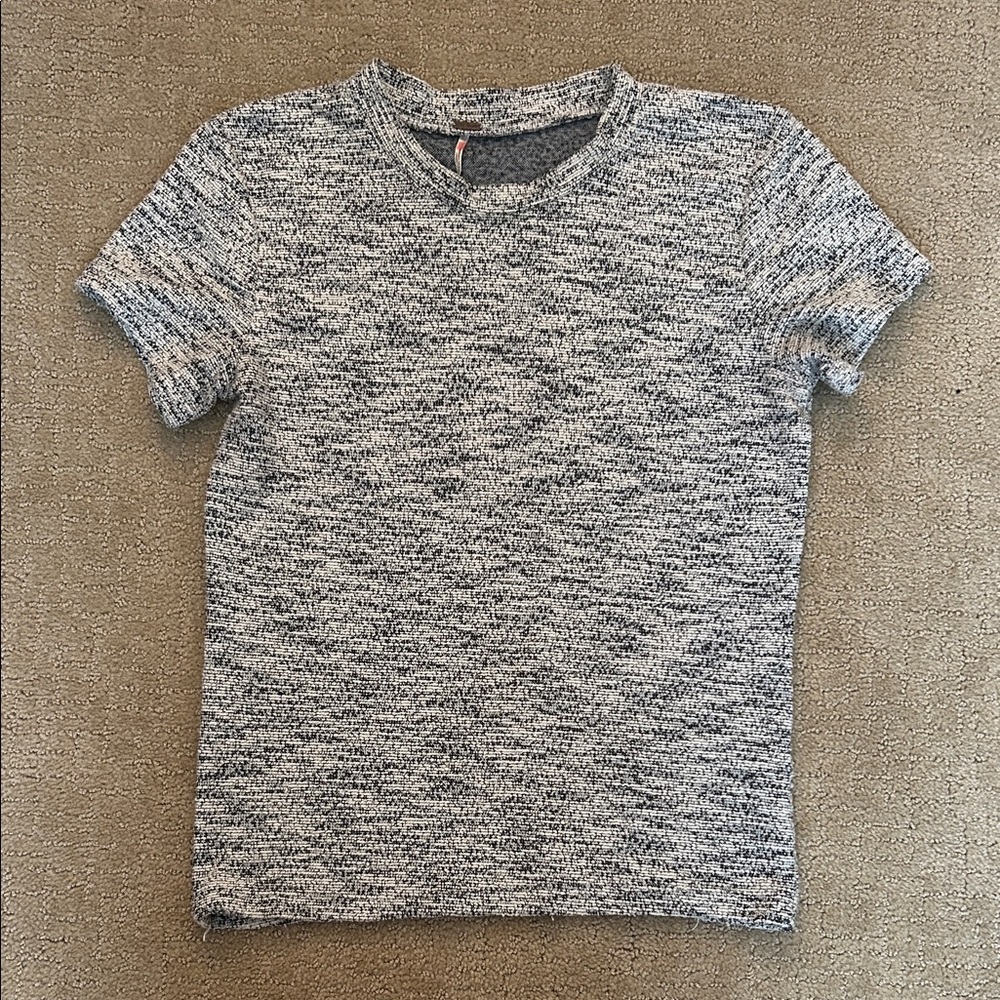 Free People Black and White Short Sleeve Tee